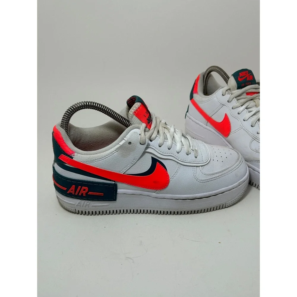 Nike Air Force 1 Shadow White Solar Red Dark Teal Green DB3902-100 Womens Size 6 - Picture 5 of 8